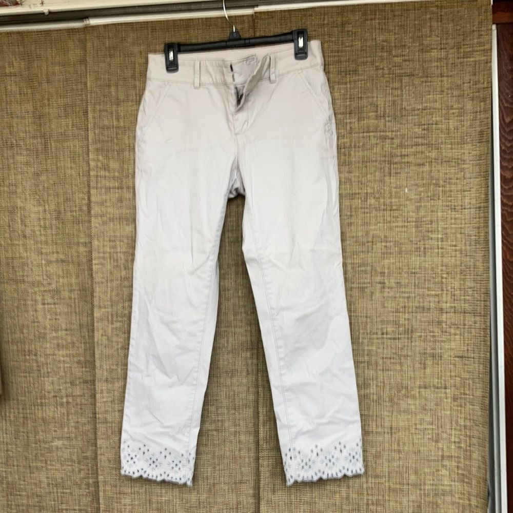 Ann Taylor white cotton twill ankle pants